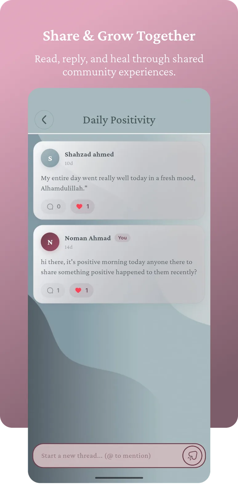 Community thread screen with replies